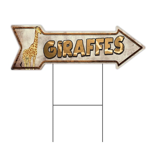 Signmission Giraffes Arrow Yard Sign Funny Home Decor 30in Wide C-ARROW10-DS-999845 - main